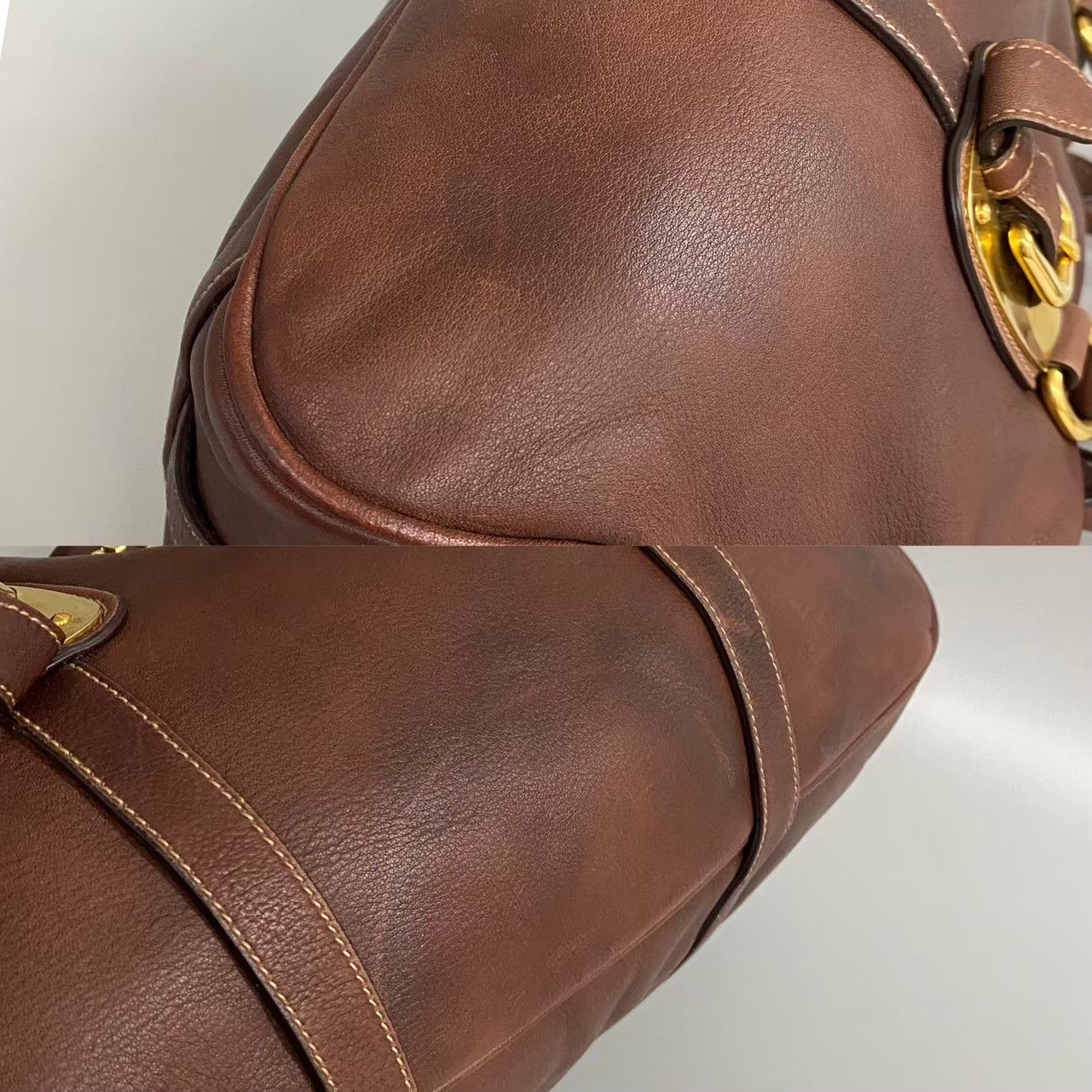 美品 袋 カード付 PRADA プラダ ロゴ 金具 レザー 本革 2way