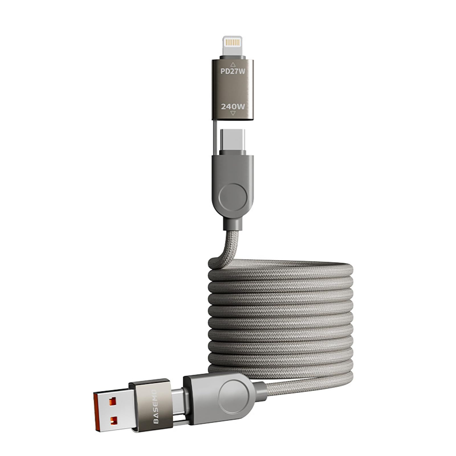 数量限定，得価 新品 サクラガレージ 充電ケーブル 4in1 USB-C ライトニング USB-A あわせて4種類のケーブルをたった1本で マグネットでくるっとまとまる1.2m USBケーブル