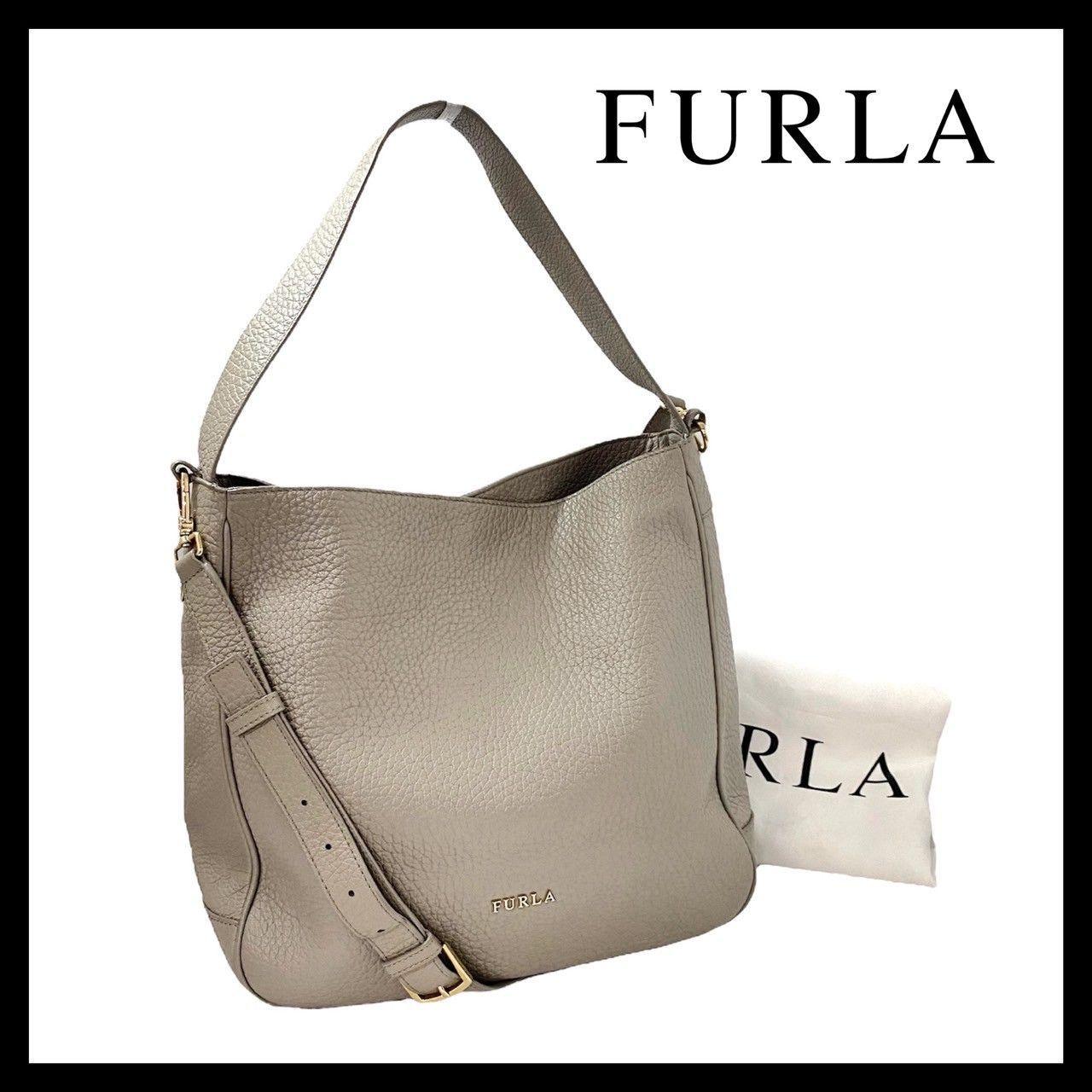 FURLA】グレースホーボー レザー グレージュ グレー ベージュ 2Way 