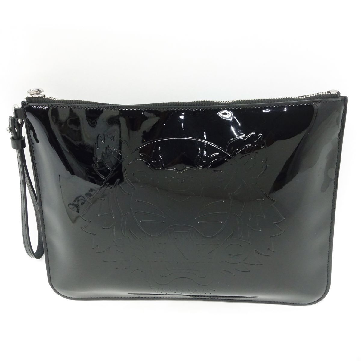 KENZO ケンゾー CLUTCH BAG タイガー エナメル クラッチバッグ FA52PM602F08 ブラック ※中古 - メルカリ