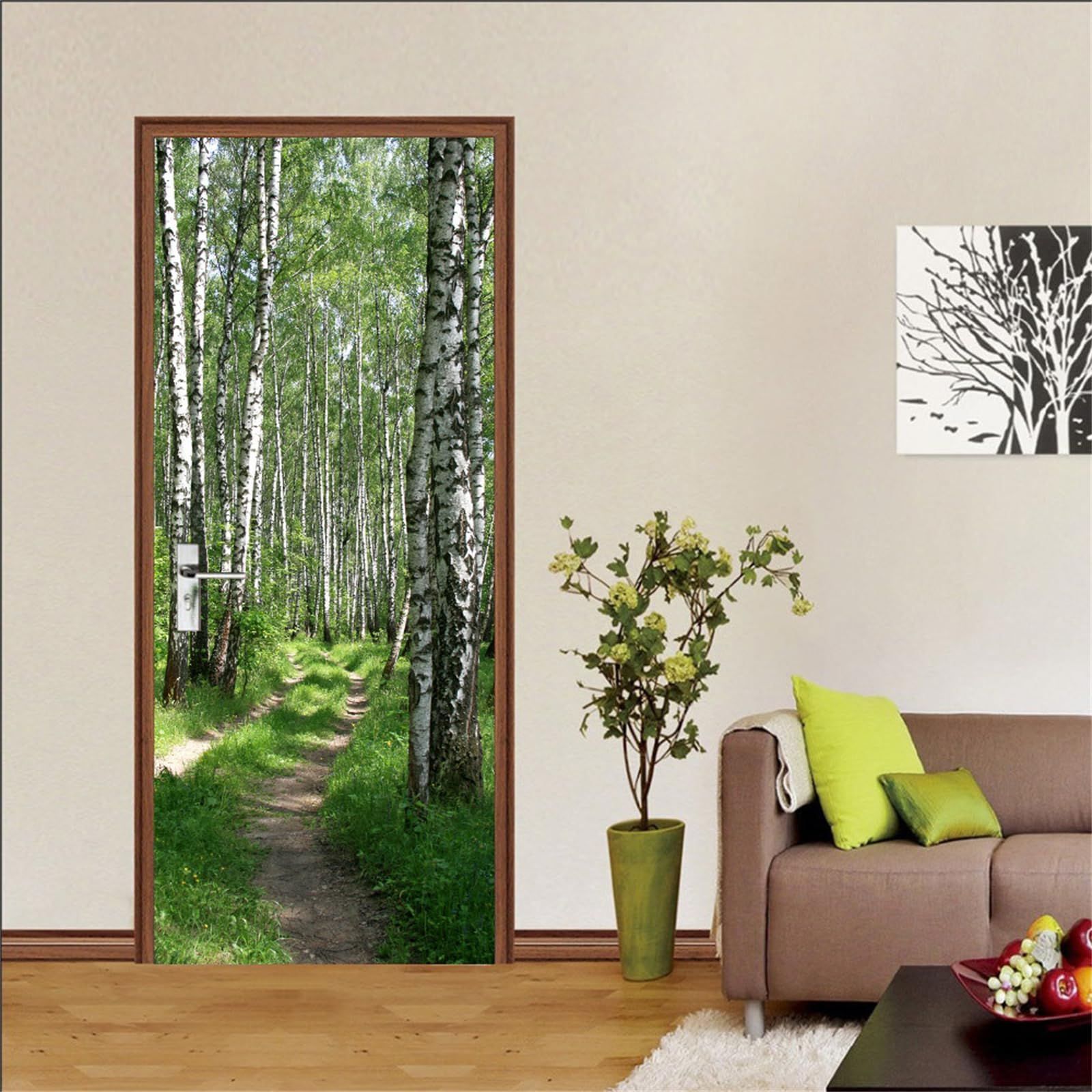 数量 寝室 リビングルーム 部屋 ベッドルーム ポスター ドア装飾ステッカー 壁紙 ドア用 ドア ドア 風景 飾り グリーン 木 PVC 森の道 景色 防水すてっかー 植物 壁シール 剥がせる はがせる ウォールステッカー ウォール おしゃれ ドアステッ