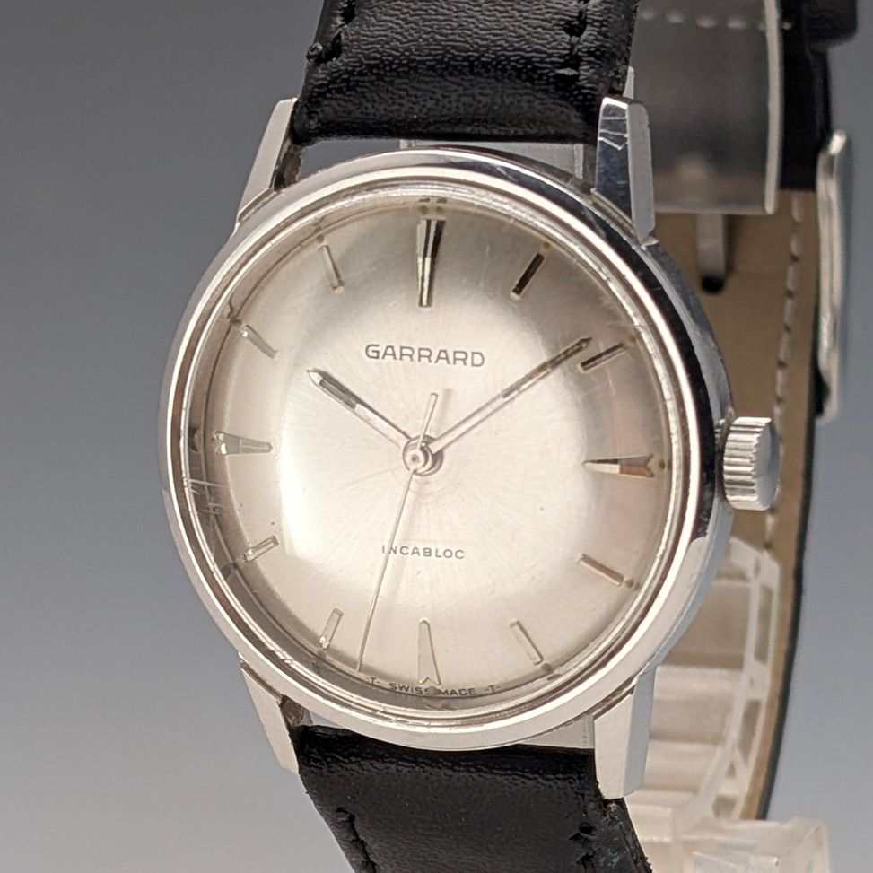 1960年代 英国ガラード 紳士用腕時計 ステンレスケース 17石機械式 ケース付 動作良好