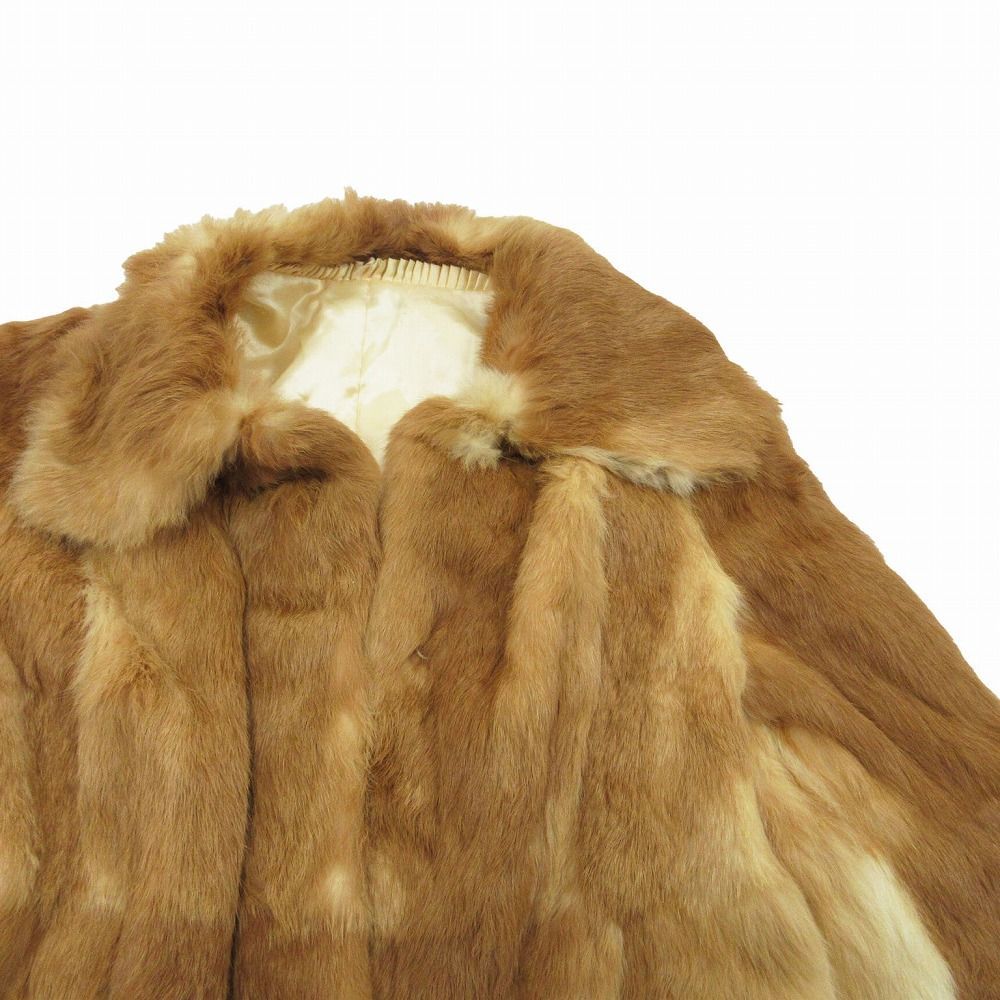 ラビットファー 本毛皮 リアルファーコートアウター ライトブラウン