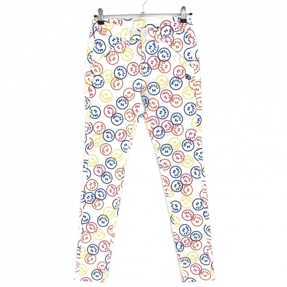 パーリーゲイツ パンツ 白×マルチカラー FUTUREニコ ストレッチ レディース 0 S ゴルフウェア PEARLY GATES