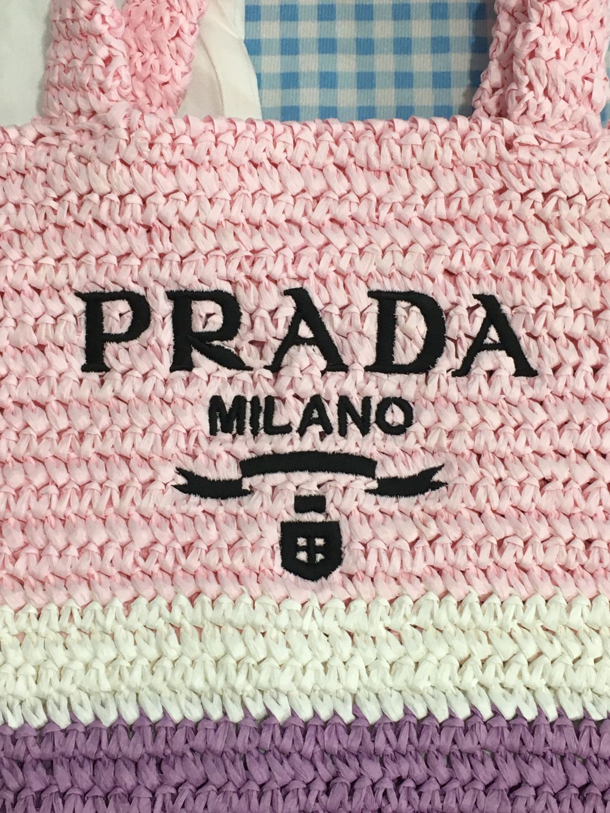 PRADA プラダ クロシェ トートバッグ カゴバッグ ラフィア ピンク ラージ