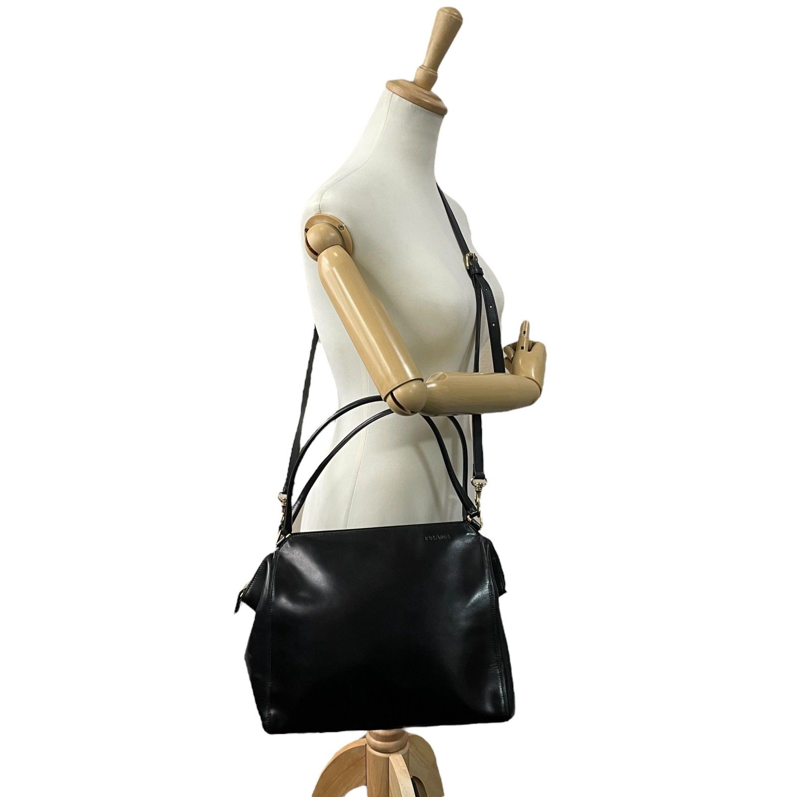 美品 PRADA プラダ 2WAY ハンドバッグ ショルダーバッグ 黒
