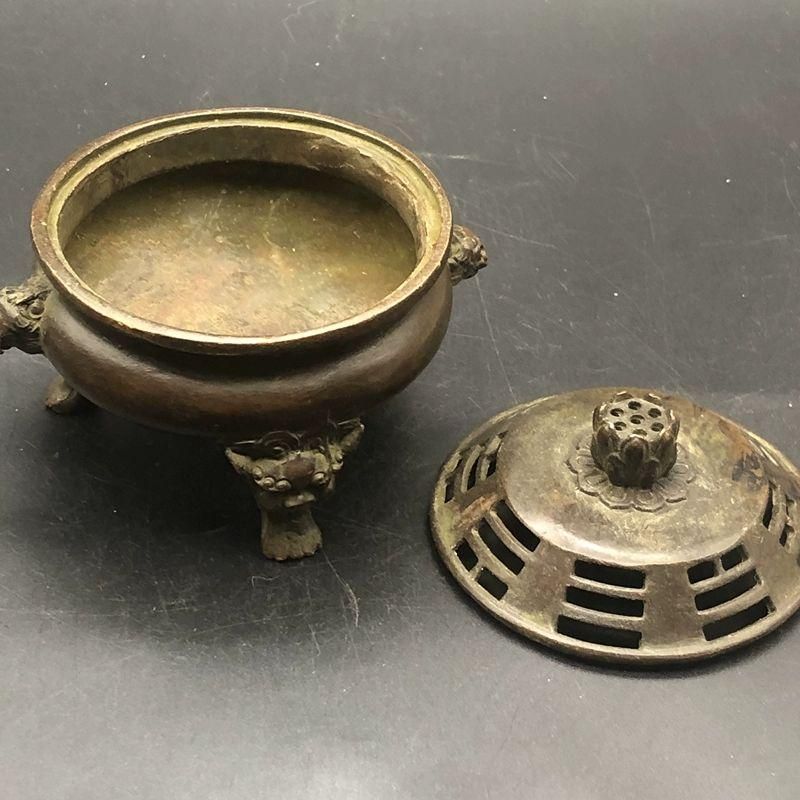 銅器 浮彫百福網蓋薫香炉 檀香炉 香道具 装飾品 工芸品 美術品 銅器 浮彫百福網蓋薫香炉 檀香炉 香道具 装飾品 工芸品 美術品