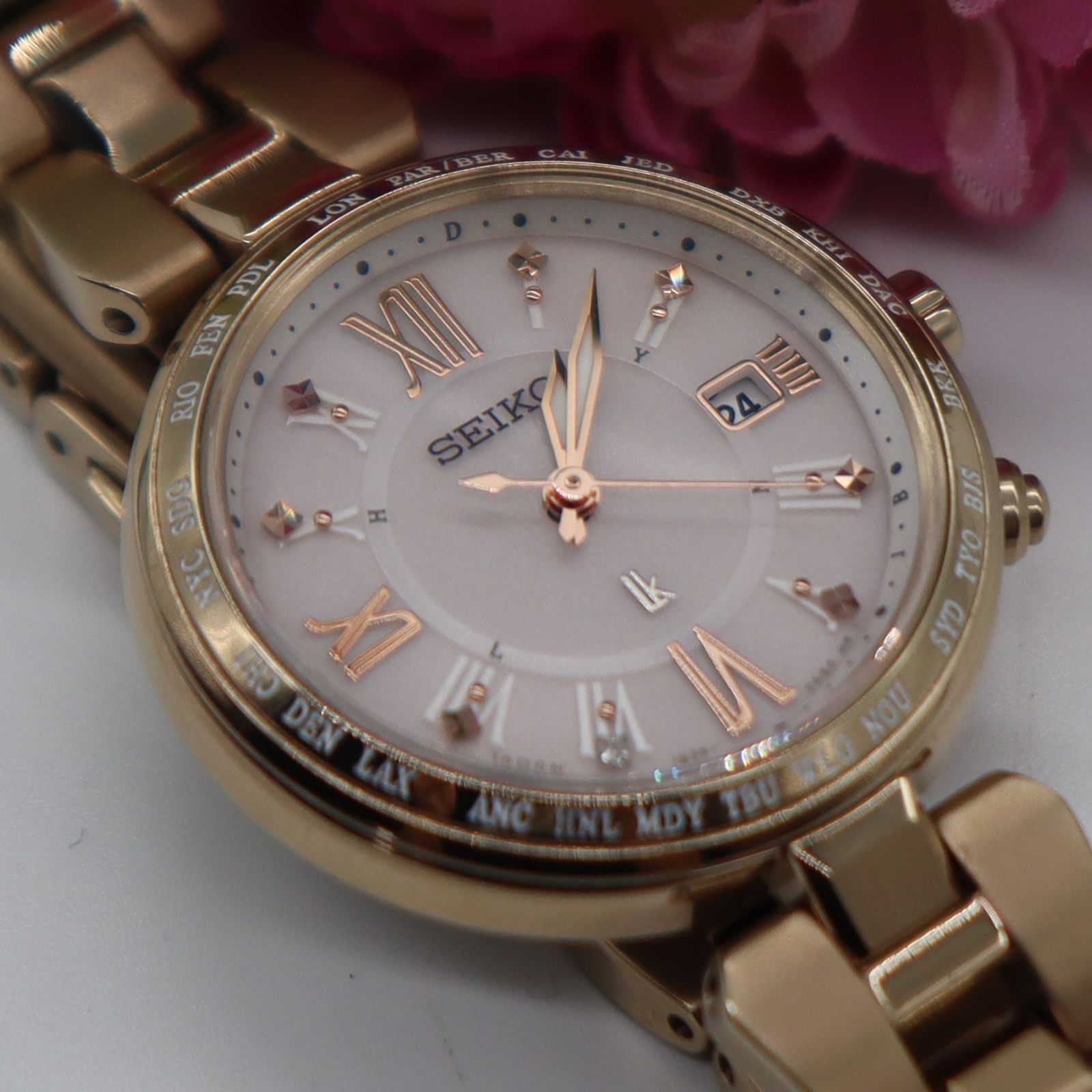 SEIKO セイコー ルキア 1B35-0AF0 電波ソーラー 1Pダイヤ ローマン 