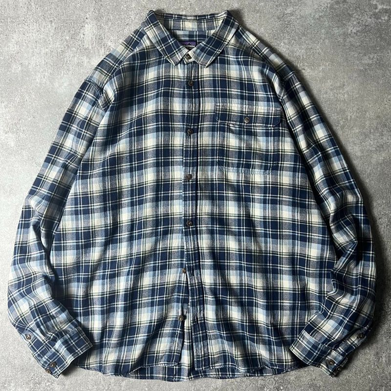 Patagonia ネルシャツ ネイビー チェック ネルシャツ patagoniaパタゴニア ポケット ワンポイントロゴ