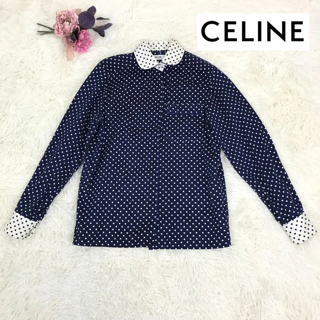 セリーヌ　ドットブラウス CELINE セリーヌ シャツ ブラウス ドット柄 水玉模様 – VINTAGE SELECT