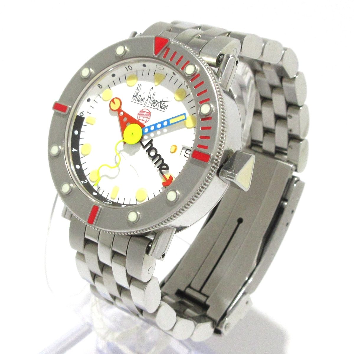 Alain Silberstein シルベスタイン 腕時計 マリーンG ボーイズ SS 500本 裏スケ GMT 白