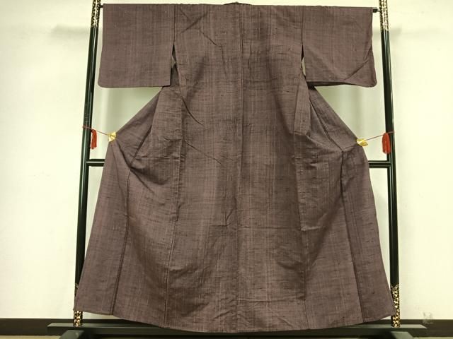 平和屋着物 上質な紬 単衣 色無地 葡萄鼠色 正絹 AABB2241fy