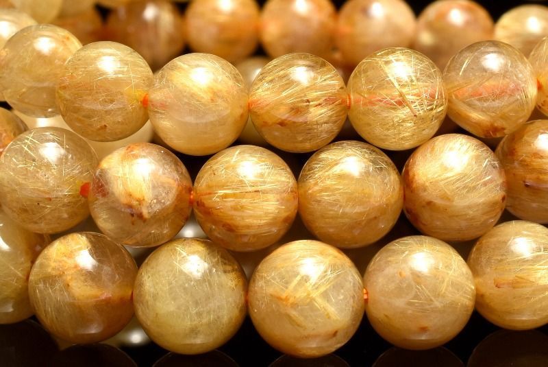 濃密な金針 ゴールドルチルクォーツ 14-15.5mm ブレスレット 1個売り パワーストーン 天然石 _BG6045-14-155 NEXPOTALLINN_EU