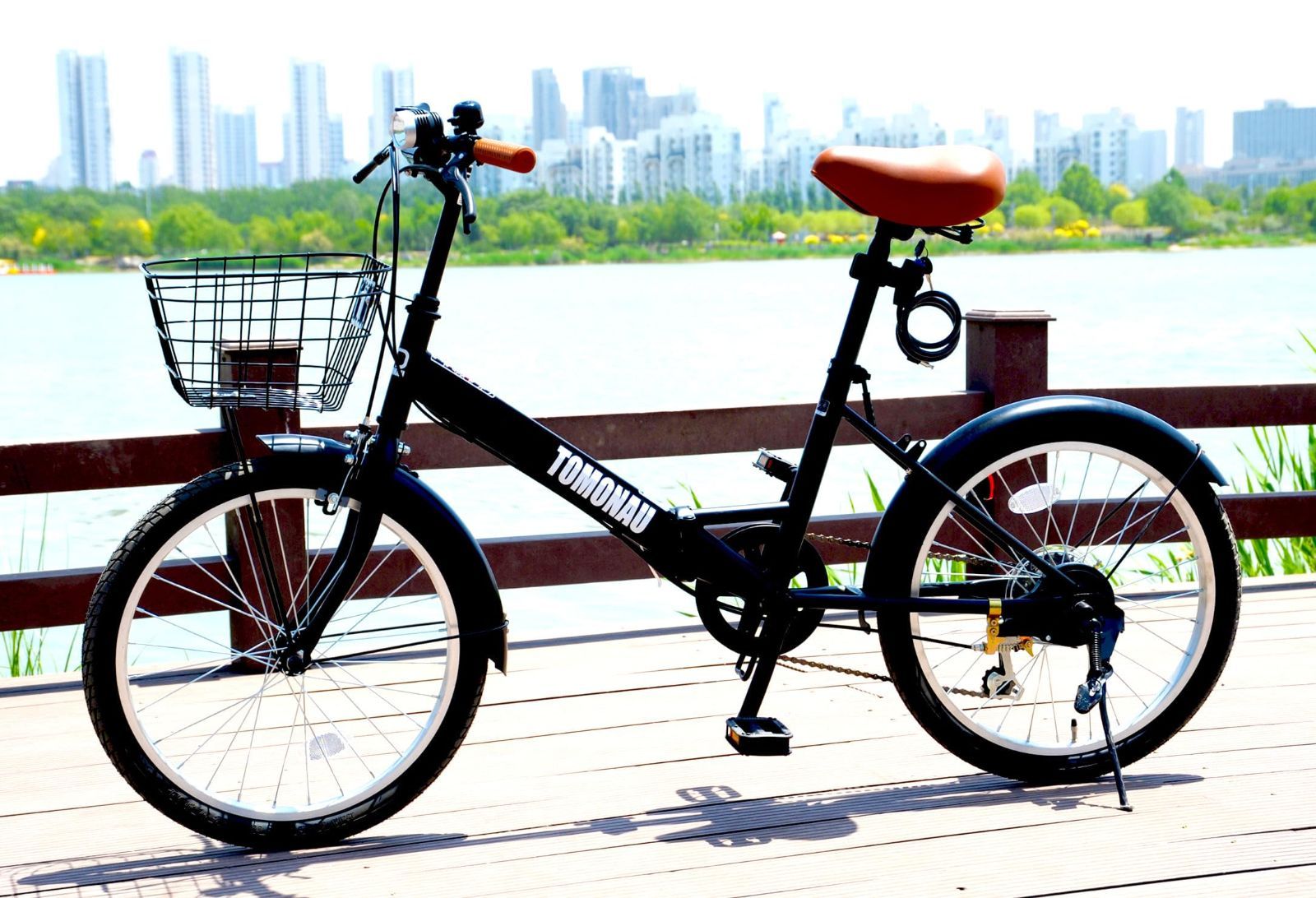 TOMONAU 折りたたみ自転車 折り畳み自転車 20インチ 6段変速 カゴ 通勤 