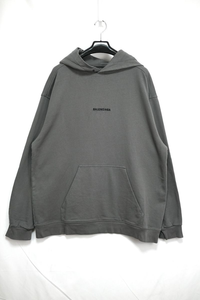 バレンシアガ 刺繍ロゴ プルオーバー パーカーミディアムフィット ダークグレー BALENCIAGA バレンシアガ 刺繍ロゴ プルオーバー パーカー