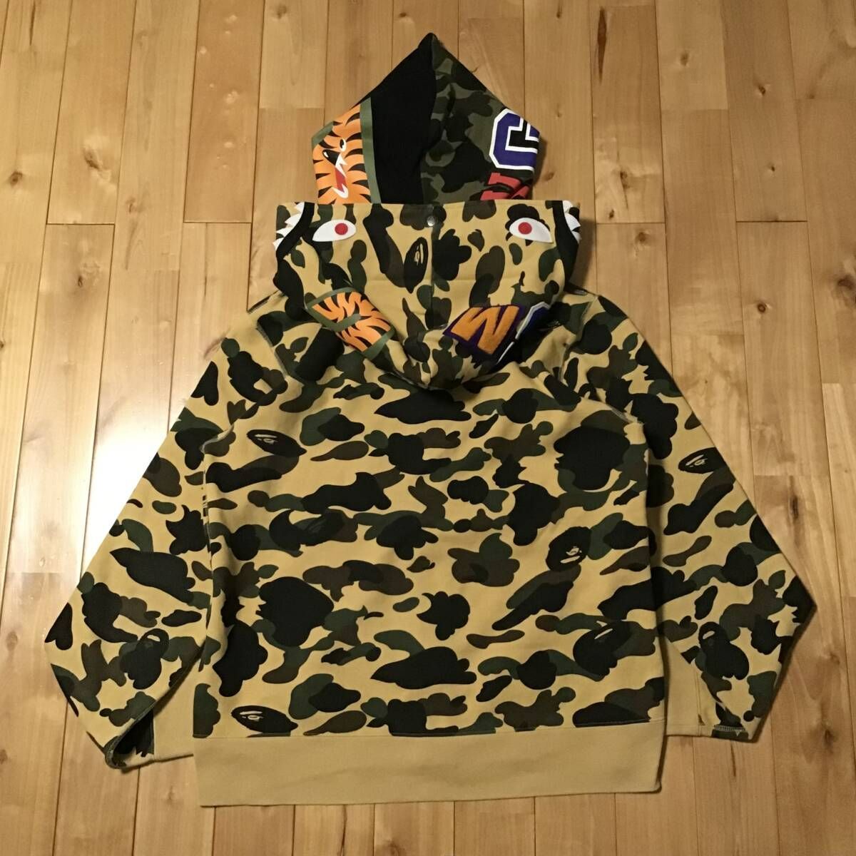 ☆XL☆ 1st camo green ダブル シャーク パーカー double shark