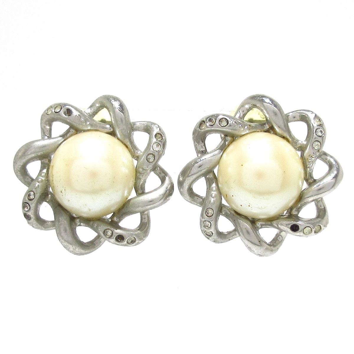 HANAE MORI ハナエモリ イヤリング - シルバー×アイボリー×クリア