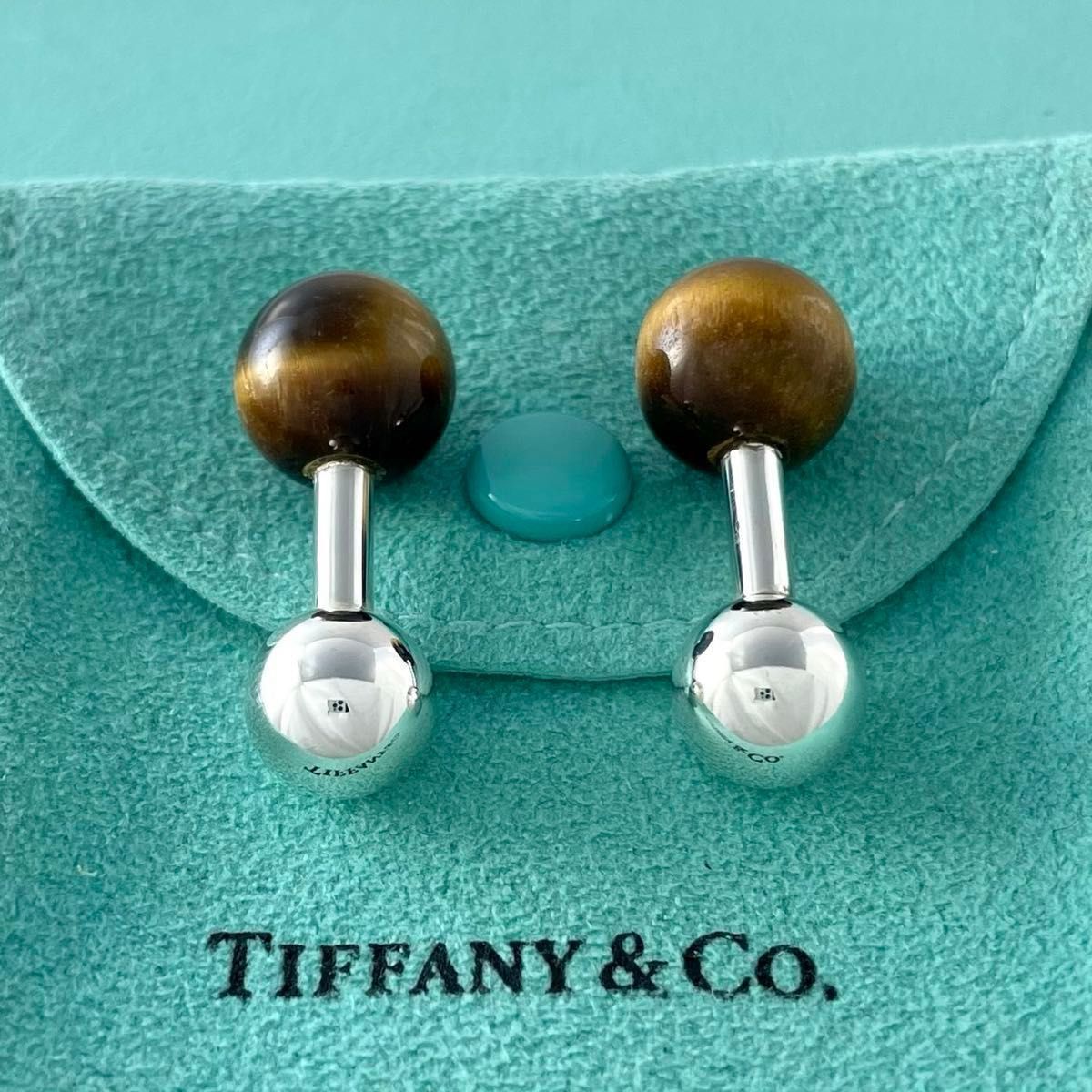 オールドティファニー 希少 タイガーアイ カフス ヴィンテージ Q91fe