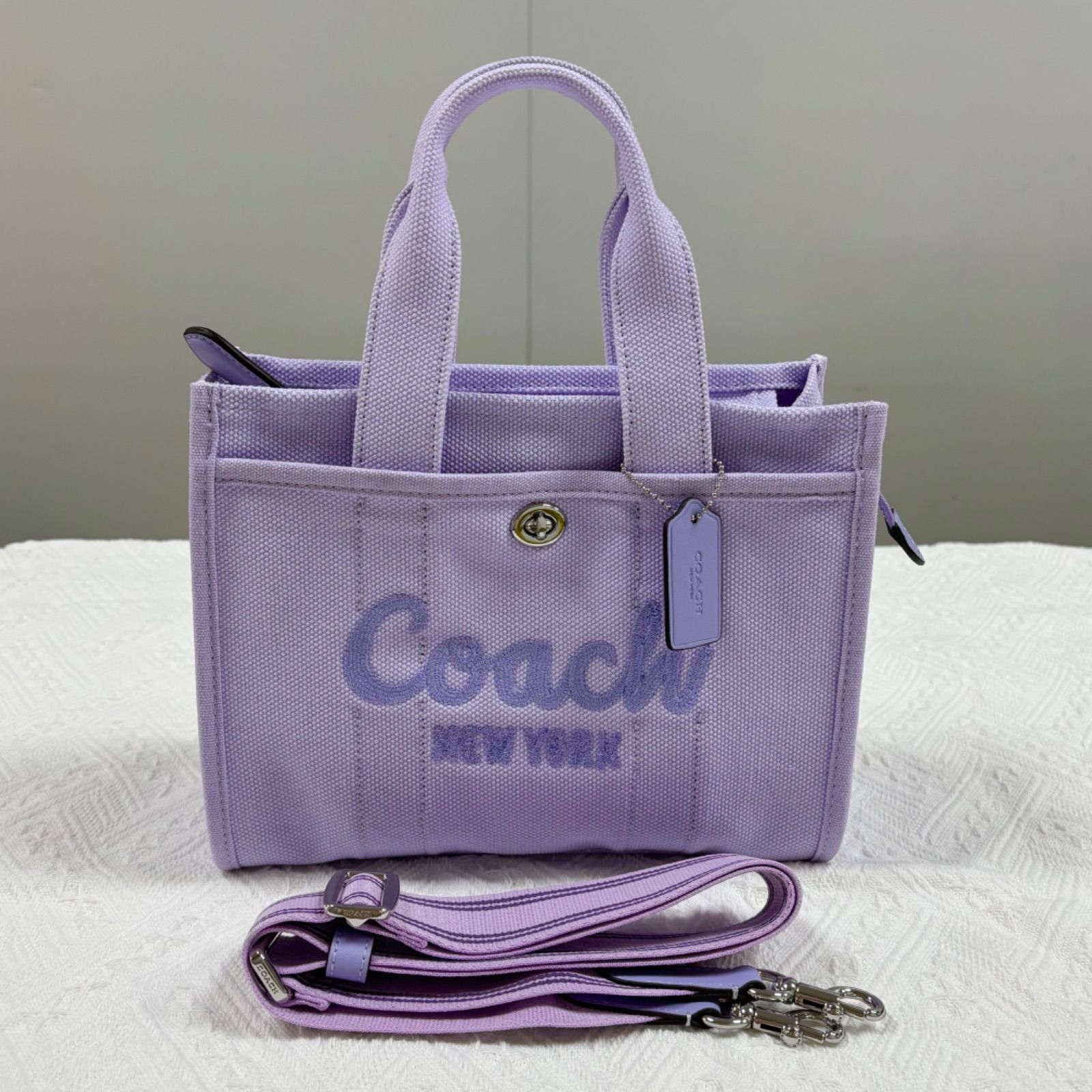 COACH キャンバス カーゴ トート 26 パープル　2WAY 新品未使用