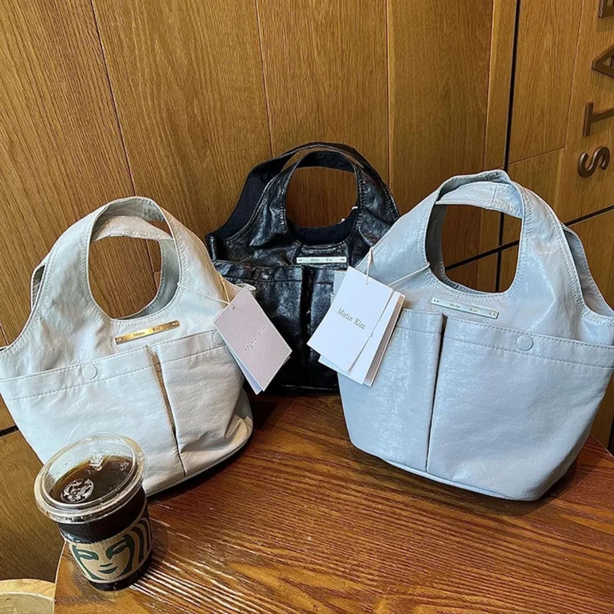 Matin Kim マーティンキム DOUBLE POCKET WRINKLE TOTE BAG Matin Kim マーティンキム DOUBLE POCKET WRINKLE TOTE BAG