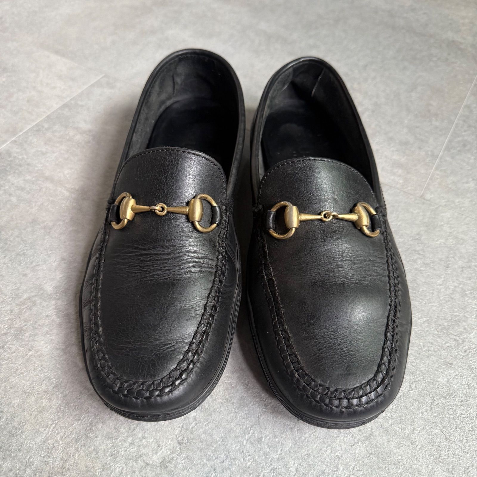 【良品】GUCCI ホースビット　ドライビング　ローファー　ゴールド　黒26.5 良品】GUCCI ホースビット ドライビング ローファー ゴールド 黒