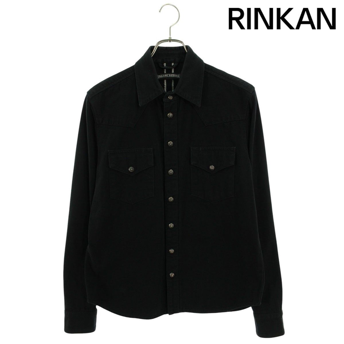 クロムハーツ  DENIM WESTERN 袖クロスパッチクロスボールボタンデニム長袖シャツ メンズ S