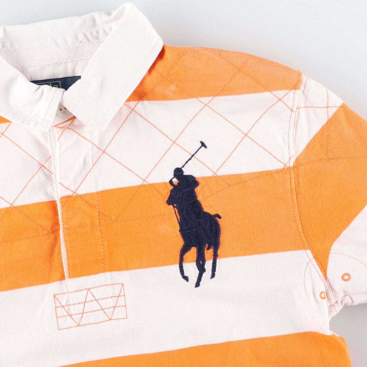 古着 ラルフローレン Ralph Lauren POLO by Ralph Lauren ビッグポニー ボーダー柄 長袖 ラガーシャツ レディースL相当 /eaa486208 【SS2506_10】 古着 ラルフローレン Ralph Lauren POLO by Ralph Lauren ビッグ