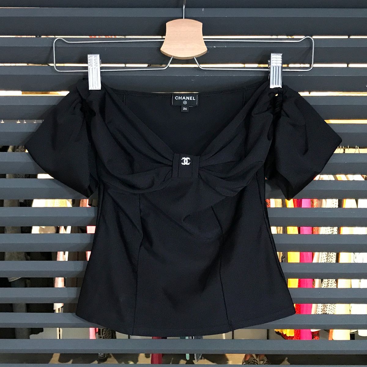 シャネル 23SS ココマーク オフショルダー トップス ブラック P74892 14427