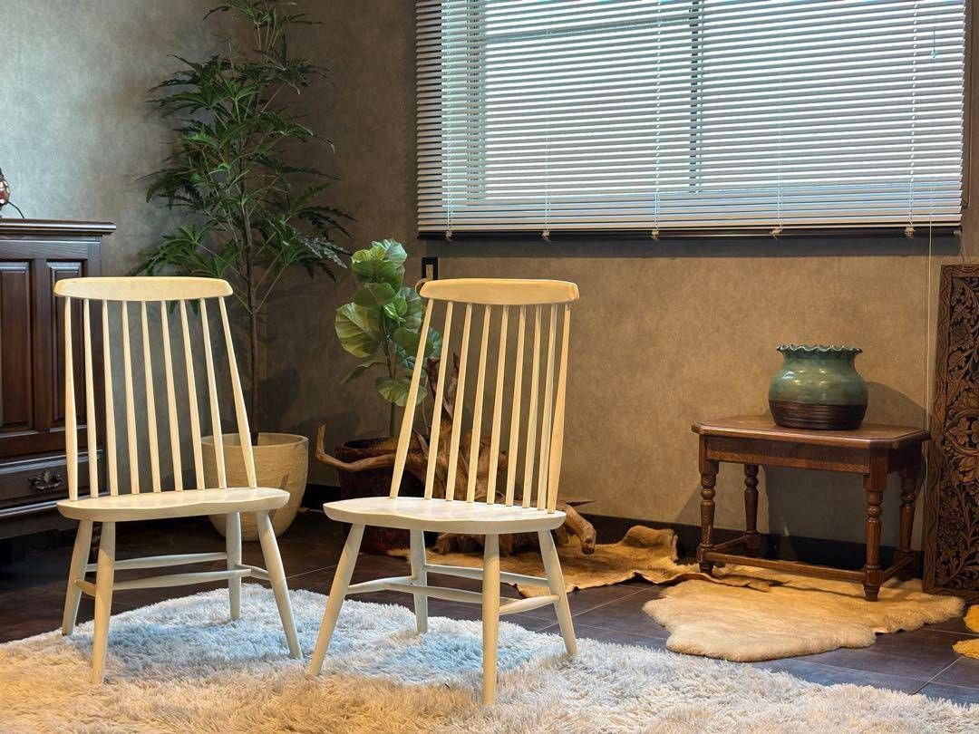 ①太平 ウィンザーチェア　ホワイト　ゴールドスミスチェア　2脚セット　IZ ☆オシャレホワイト ウィンザーチェア WINDS 太平 2脚セット ①太平