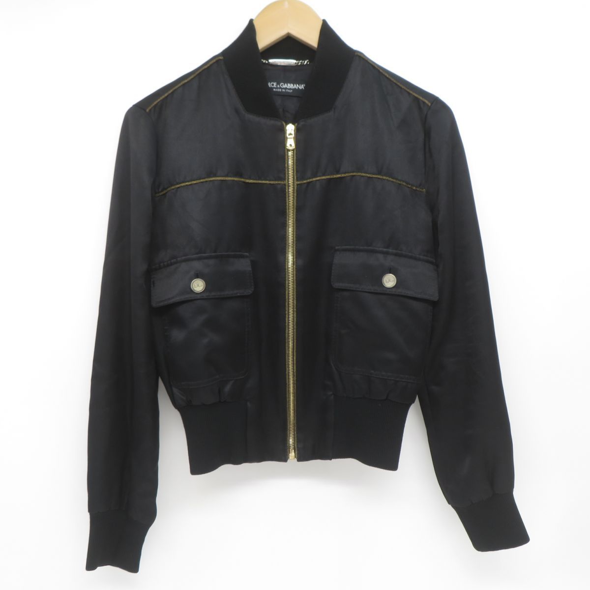 DOLCE-GABBANA ドルチェ＆ガッバーナ ジップアップ ブルゾン ジャケット アウター リブ シルク混 レディース サイズ40