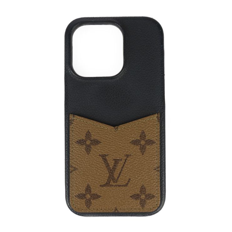 LOUIS VUITTON ルイ ヴィトン IPHONE バンパー 15 Pro その他小物 M82889 PVC レザー ブラウン ブラック モノグラムリバース iPhoneケース スマホケース ビトン 本物保証