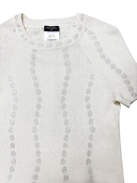  シャネル 16 Pラメドットステッチ入リネンＸコットン混トップス CHANEL 半袖(Tシャツ) Tシャツ カットソー