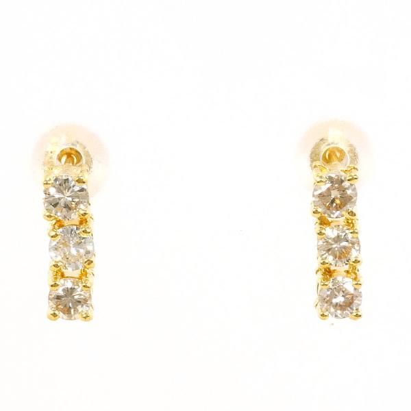 K18YG ピアス Earring ダイヤ 総重量約1.0g