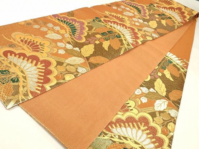 平和屋着物◎六通柄袋帯 松 金銀糸 正絹 逸品 AAAI4959Asx