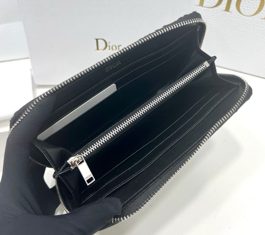 Dior ディオール ロングジップウォレット 長財布 ラウンドファスナー オブリーク ジャガード - メルカリ