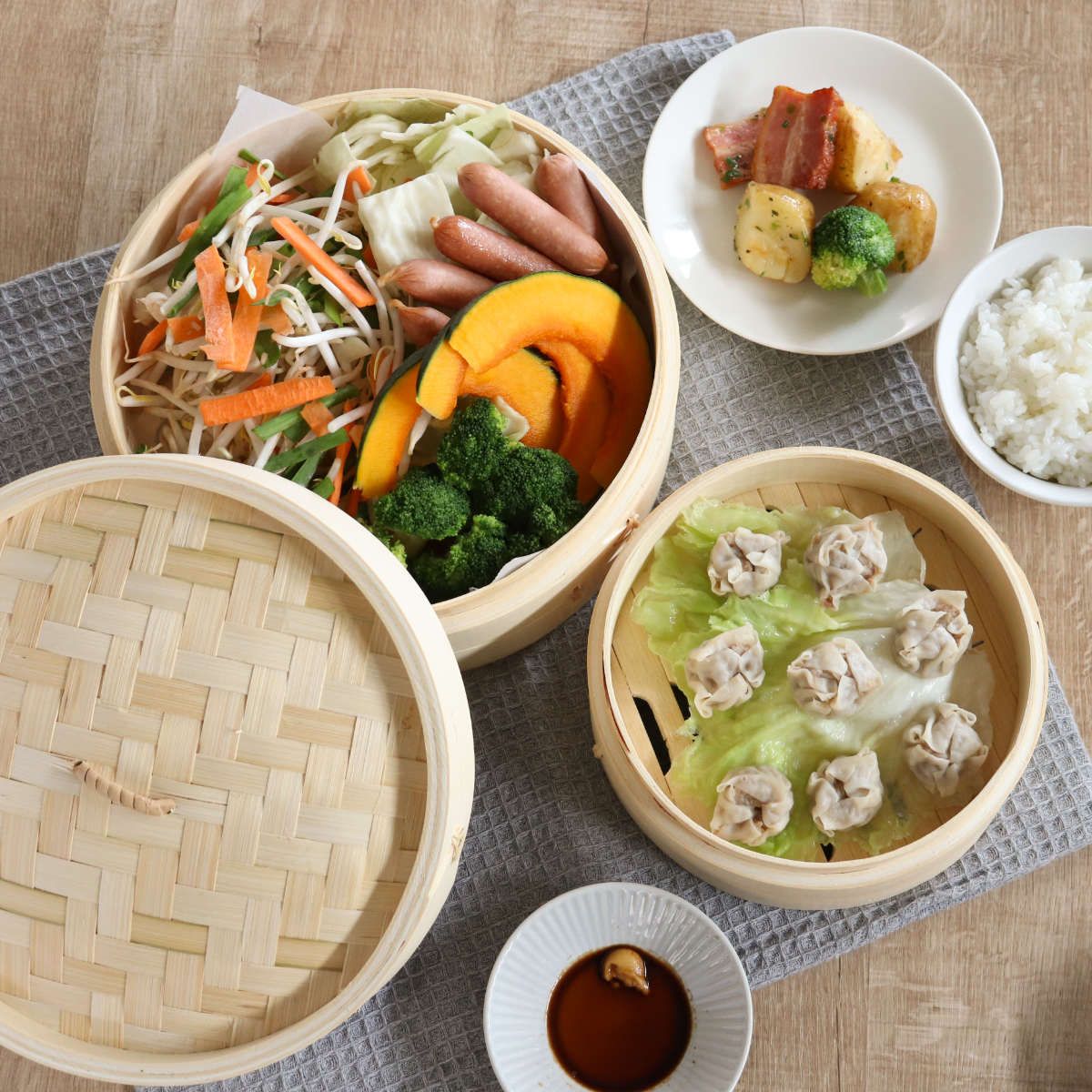 中華せいろ 21cm 竹製 中華家 （ 蒸し器 竹 蒸籠 セイロ 蒸篭 蒸し