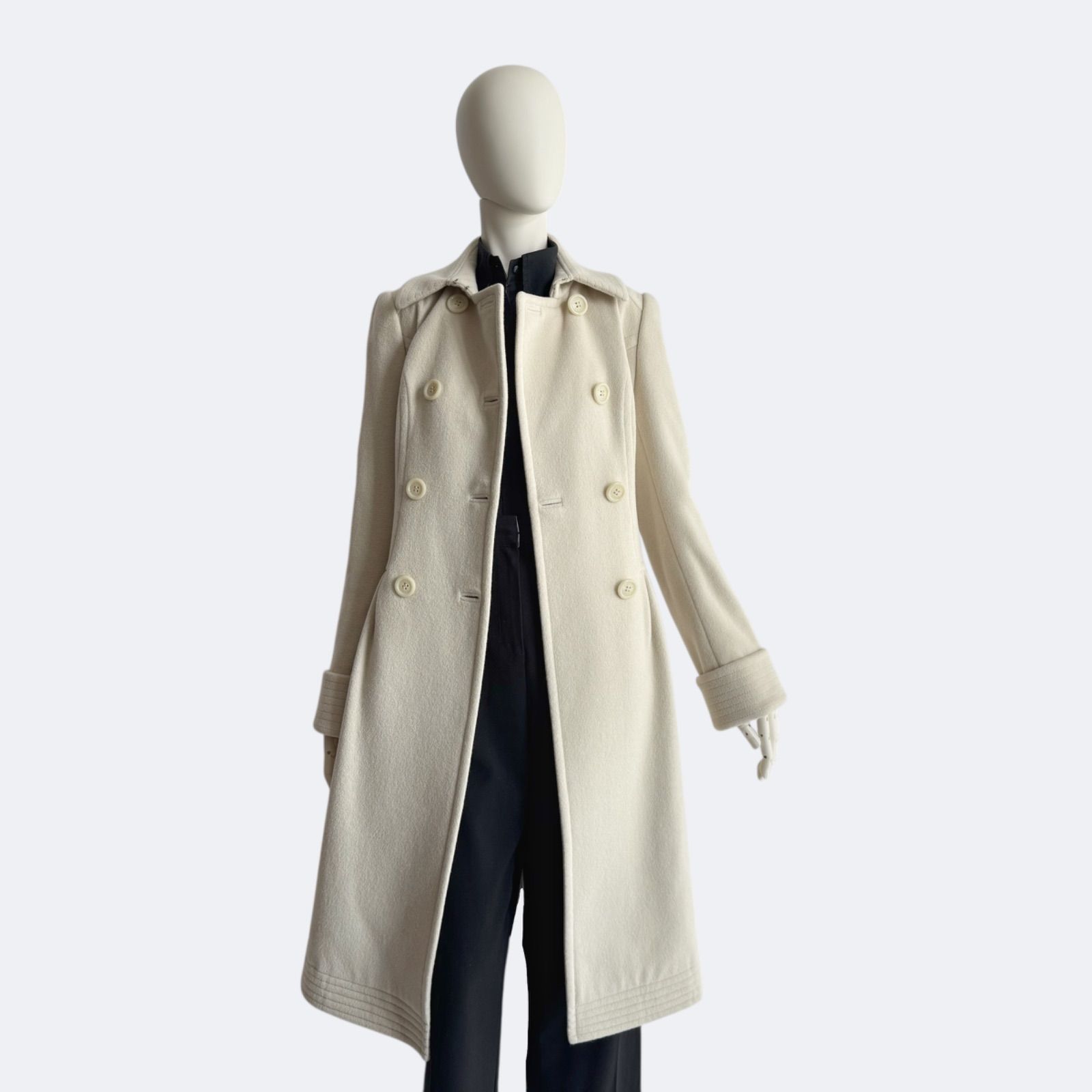 EPOCA エポカ アンゴラ混 ウールコート アイボリー ダブルブレスト 日本製 EPOCA エポカ アンゴラ混 ウールコート アイボリー ダブルブレスト 日本製