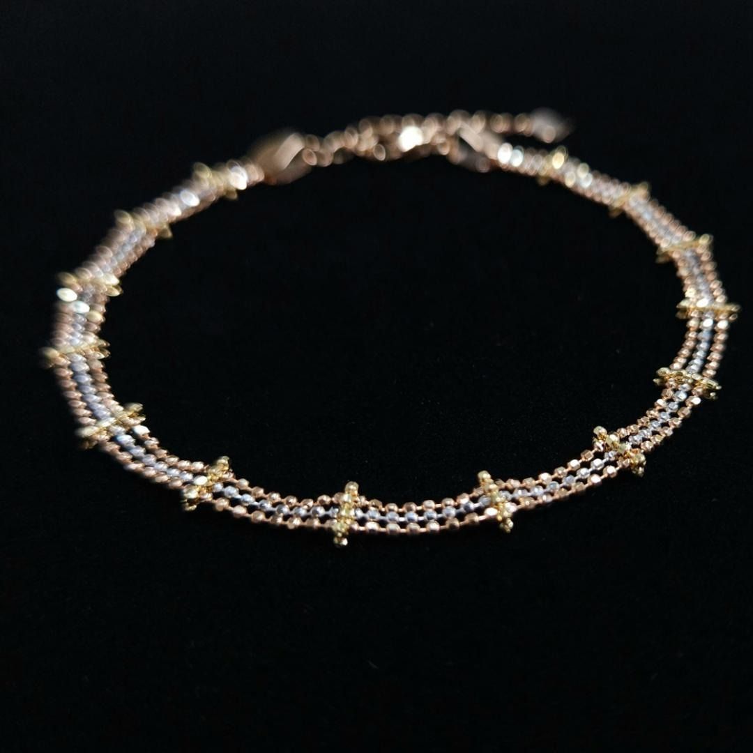 豪華！18金 K18 スリーカラー 3連 ブレスレット アジャスター付 豪華！18金 K18 スリーカラー 3連 ブレスレット アジャスター付