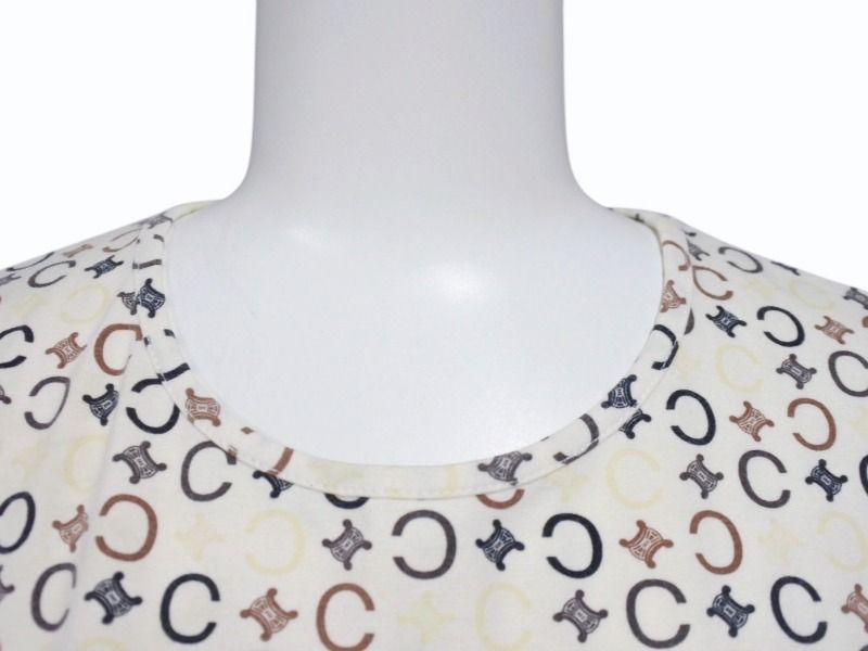 イタリア製　セリーヌ　Tシャツ　マカダム柄　ベージュ　ストレッチ　M イタリア製 セリーヌ Tシャツ マカダム柄 ベージュ ストレッチ M