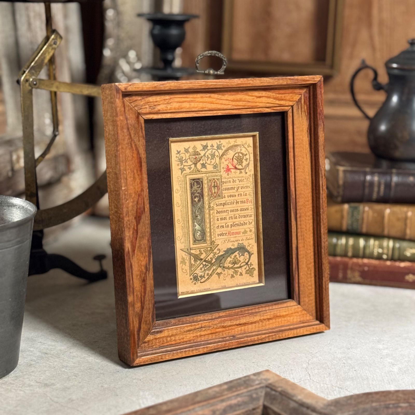 フランスアンティーク　写真立て　蚤の市　ポストカードアンティーク　真鍮雑貨 フランスアンティーク カードスタンド 白鳥 スワン 蚤の市 ブロカント