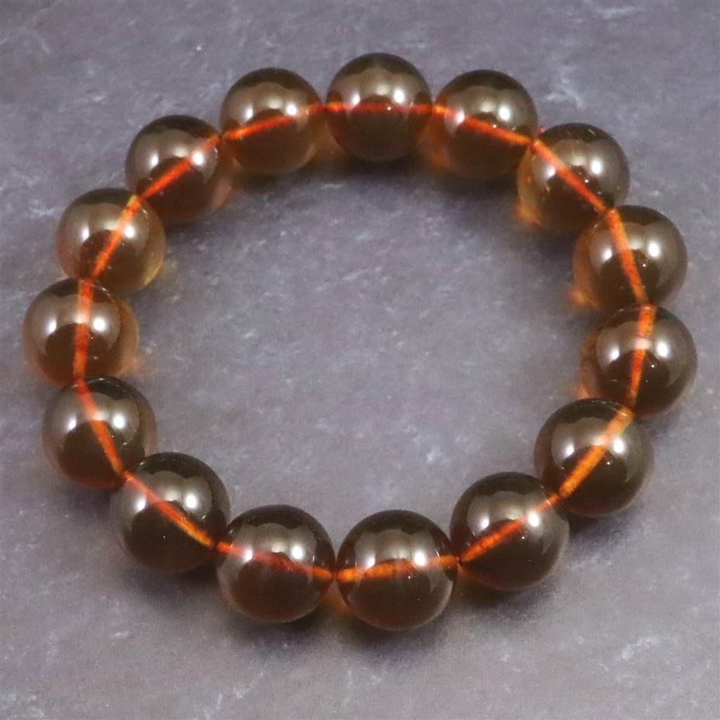 天然琥珀 ミャンマー産 レッドブルーアンバー 12.5mm玉ブレスレット