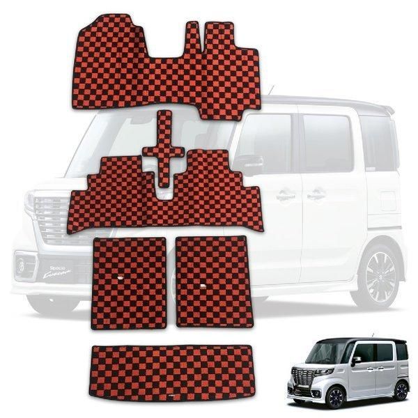 スペーシア フロアマット カスタム マット MK53S ラゲッジマット トランクマット フルセット マット レッド AP-FM0304305BR