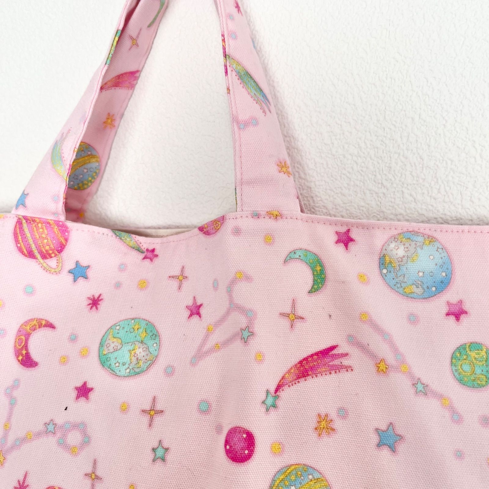 ハンドメイド＊2025 入園入学グッズ 宇宙柄×ストライプ 女の子