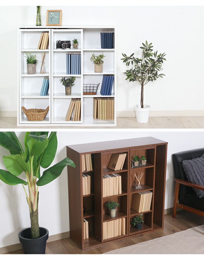 送料無料。 本棚 収納ラック スライド 奥深タイプ 可動棚 大容量 幅89 奥行29 コミックラック 書棚 リビング収納 収納家具 インテリア