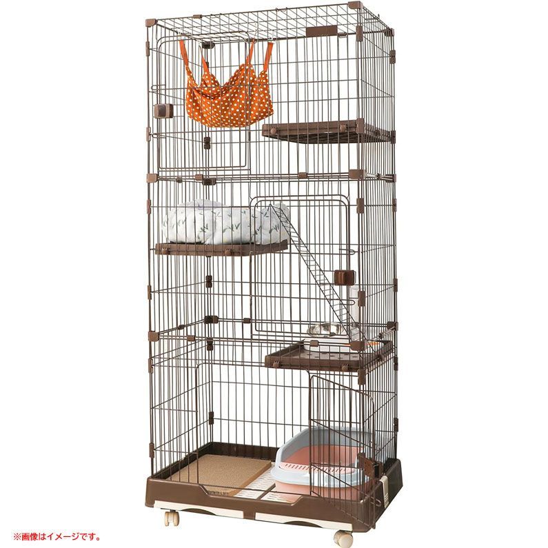 D8408◆訳あり ♥ キャットケージ 猫 ケージ 1段 2段 3段 多頭飼い 脱走防止 ハシゴ ハンモック ドア付き トレー付き キャスター付き ペット用品 Shinyever HHCW-1
