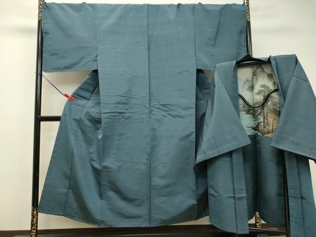 平和屋着物●男性 紬 アンサンブル 舛花色 キングサイズ 正絹 DAAS2368tw