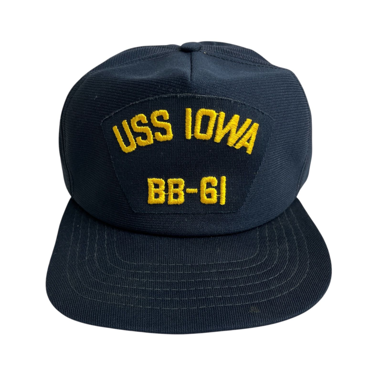 キャップ|帽子 アメリカ製 NEWERA 80s USS IOWA BB-61 ユーエスエスアイオワ ミリタリー 軍物 ビンテージトラッカーキャップ ネイビー 紺色