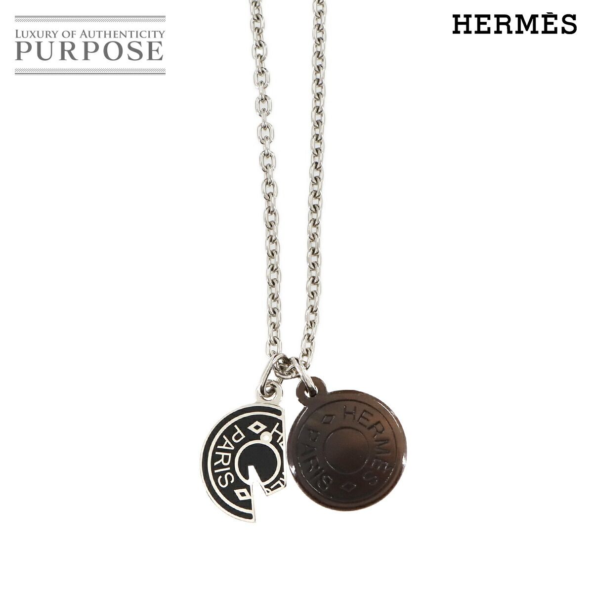 エルメス HERMES カルーセル ネックレス バッファローホーン シルバー ブラウン Necklace 90285424