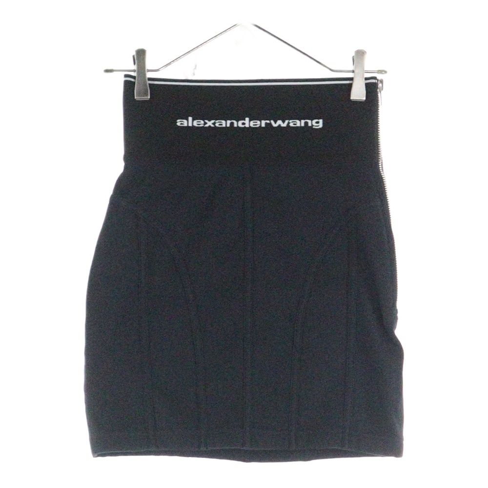 ALEXANDER WANG (アレキサンダーワン) ロゴプリント エラスティック ミニスカート ブラック 1CC2215180 レディース