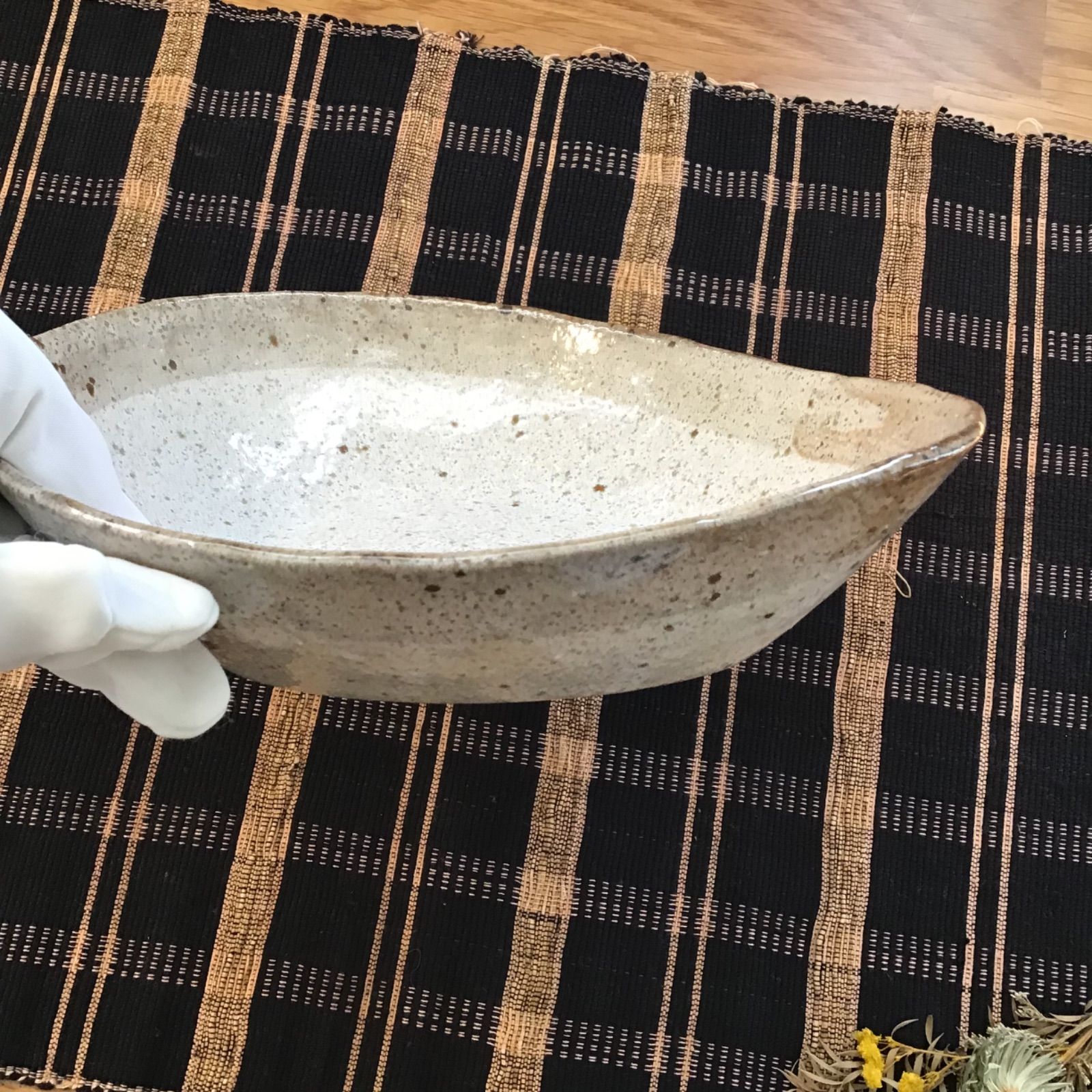 人気商品！！粉引変形多用鉢（カレー皿・パスタ皿）（日本製・美濃焼